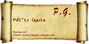 Pótz Gyula névjegykártya